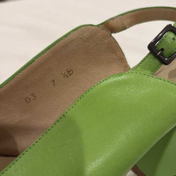 Jazz 💚💚 Unique Bright Vintage Green Square Toe Slingback 70s Heels - Picture 6 of 9
